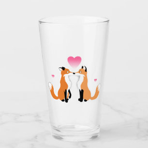 Valentijnsdag Foxes Glas
