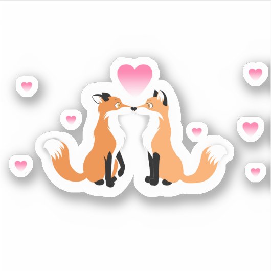 Valentijnsdag Foxes Sticker (Voorkant)