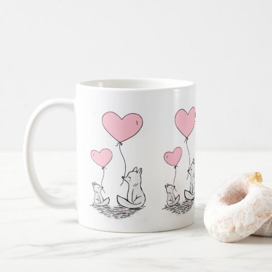Valentijnsdag Foxy Roze Harten Mokken (Met donut)