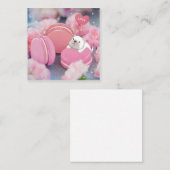 Valentijnsdag: Franse Bulldog, Macarons & Bloem Notitiekaartje (Voorkant / Achterkant)