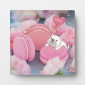 Valentijnsdag: Franse Bulldog, Macarons & Flower Fotoplaat (Voorkant)