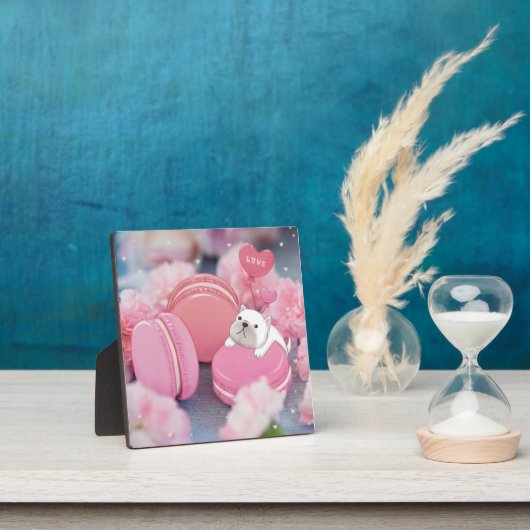 Valentijnsdag: Franse Bulldog, Macarons & Flower Fotoplaat (Insitu)
