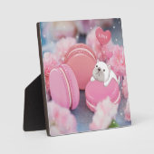 Valentijnsdag: Franse Bulldog, Macarons & Flower Fotoplaat (Voorkant)