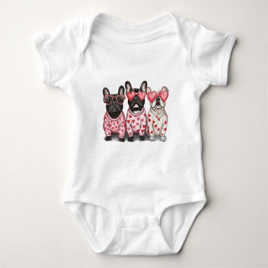 Valentijnsdag Franse Bulldog Romper (Voorkant)