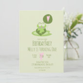 Valentijnsdag Frog Birthday Balloon Green Kaart (Staand voorkant)