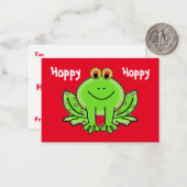 Valentijnsdag Frog met Roze Harten Kinder Kaarten Notitiekaartje (Voorkant / Achterkant in situ)
