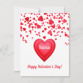 Valentijnsdag Fun Rode Confetti Harten  Notitiekaartje (Voorkant)