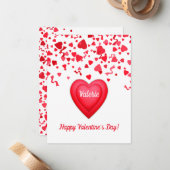 Valentijnsdag Fun Rode Confetti Harten  Notitiekaartje (Voorkant / Achterkant in situ)