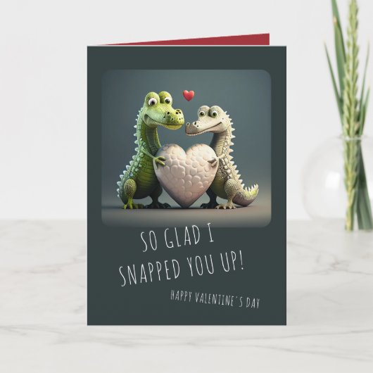 Valentijnsdag Funny Alligator Crocodile Couple Kaart (Voorkant)