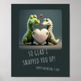 Valentijnsdag Funny Alligator Crocodile Couple Poster