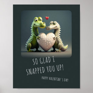 Valentijnsdag Funny Alligator Crocodile Couple Poster