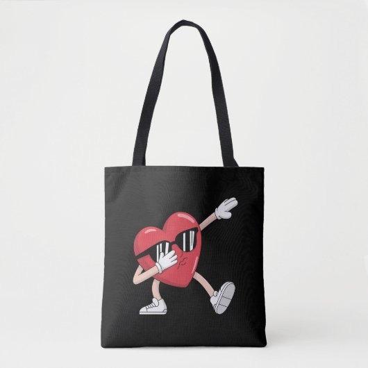 Valentijnsdag Funny Boys Girls Dabbing Heart Tote Bag (Voorkant)