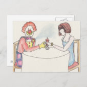 Valentijnsdag Funny Clown Romance Cartoon Art Briefkaart (Voorkant / Achterkant)