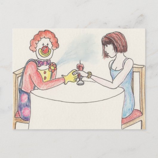 Valentijnsdag Funny Clown Romance Cartoon Art Briefkaart (Voorkant)