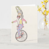 Valentijnsdag Funny Clown Romance Cartoon Art Kaart (Gele Bloem)