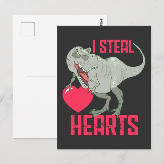 Valentijnsdag Funny Dinosaur Heartbreaker Boy Briefkaart (Voorkant / Achterkant)