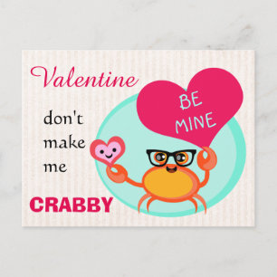 Valentijnsdag Funny Hipster Crab Card Feestdagenkaart