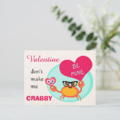 Valentijnsdag Funny Hipster Crab Kaart (Staand voorkant)
