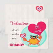 Valentijnsdag Funny Hipster Crab Kaart (Voorkant / Achterkant)