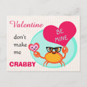 Valentijnsdag Funny Hipster Crab Kaart (Voorkant)