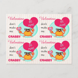 Valentijnsdag Funny Hipster Crab Kaarten (4) Feestdagenkaart