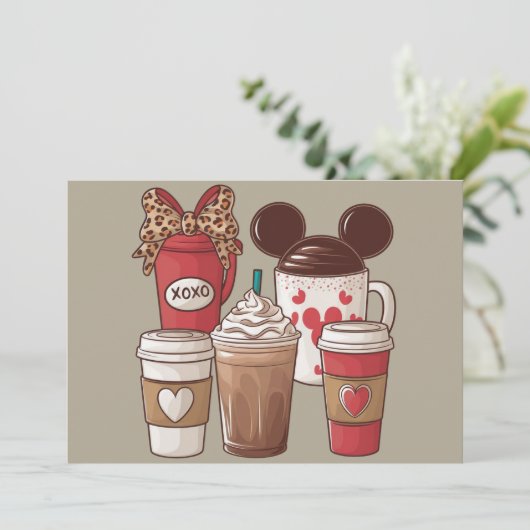 Valentijnsdag Funny Latte Coffee Lover Bedankkaart (Staand voorkant)