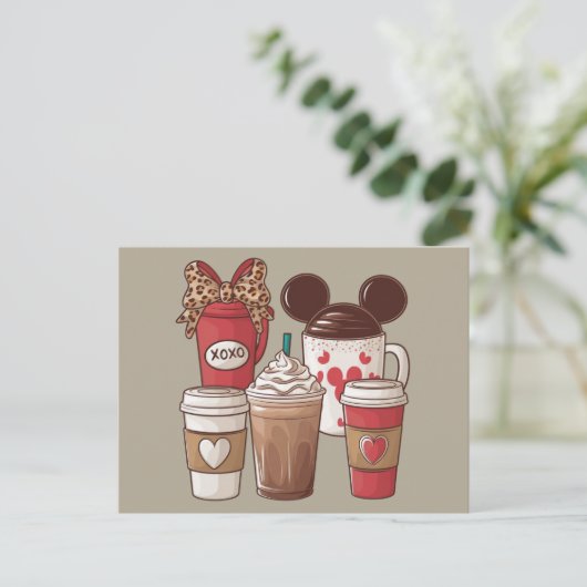 Valentijnsdag Funny Latte Coffee Lover Briefkaart (Staand voorkant)