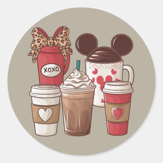 Valentijnsdag Funny Latte Coffee Lover Ronde Sticker (Voorkant)