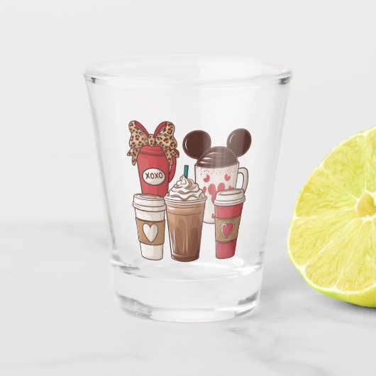 Valentijnsdag Funny Latte Coffee Lover Shot Glas (Voorkant)