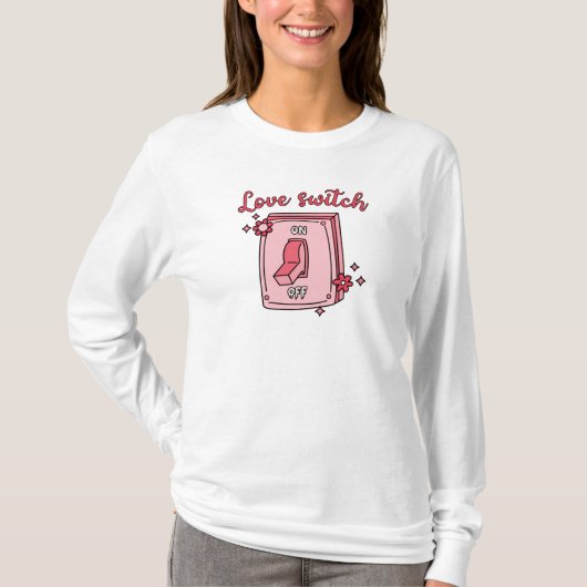Valentijnsdag Funny Love Switch T-shirt (Voorkant)