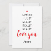 Valentijnsdag Funny Love You Persoonlijke naam Feestdagenkaart (Voorkant)