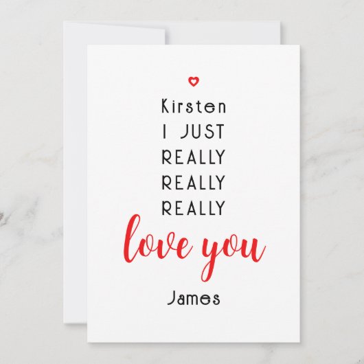 Valentijnsdag Funny Love You Persoonlijke naam Feestdagenkaart (Voorkant)