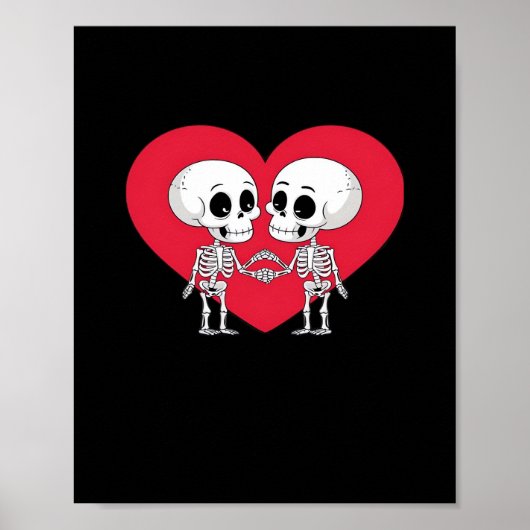 Valentijnsdag Funny Skeleton Hand Heart Poster (Voorkant)