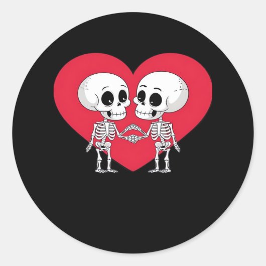 Valentijnsdag Funny Skeleton Hand Heart Ronde Sticker (Voorkant)