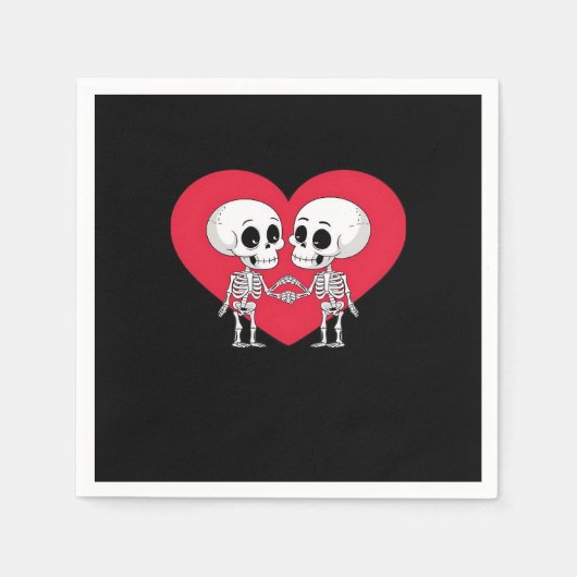 Valentijnsdag Funny Skeleton Hand Heart Servet (Voorkant)