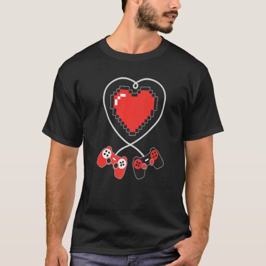 Valentijnsdag G van het Hart Pixel Video Game Cont T-shirt (Voorkant)
