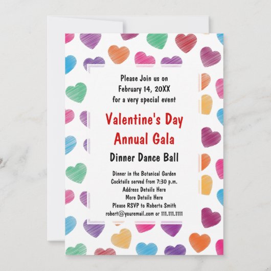 Valentijnsdag Gala Ball of Dance Party Hearts Kaart (Achterkant)