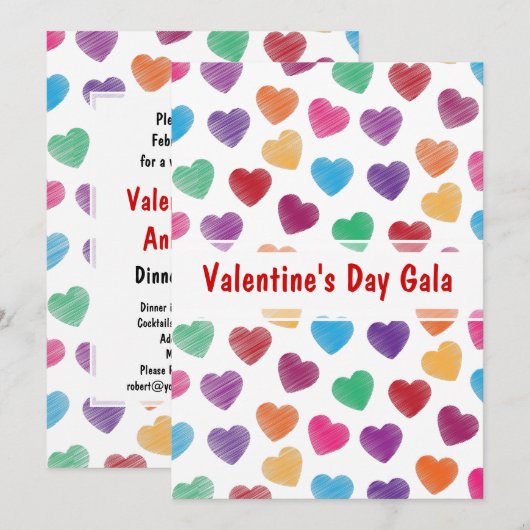 Valentijnsdag Gala Ball of Dance Party Hearts Kaart (Voorkant / Achterkant)
