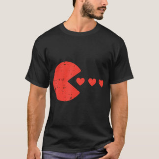Valentijnsdag Gamer Eten Harten Mannen Jongens Kin T-shirt
