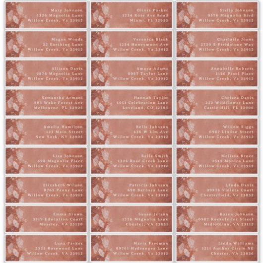 Valentijnsdag Gast Adreslabels in Terracotta Sticker (Voorkant)