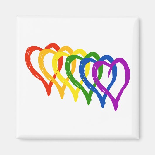 Valentijnsdag Gay Pride Regenboog Lagen Hartjes Magneet (Voorkant)