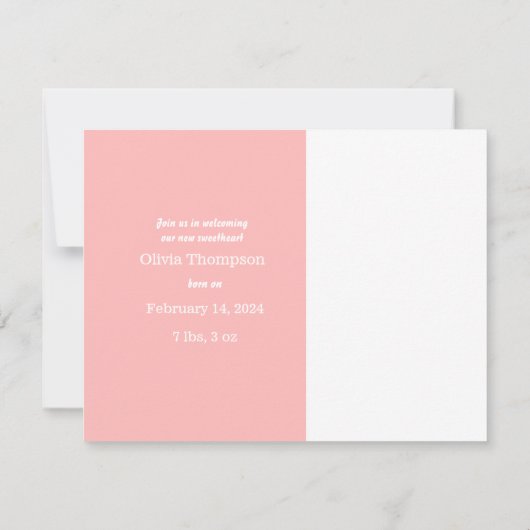 Valentijnsdag Geboorte Aankondiging (Achterkant)