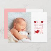 Valentijnsdag Geboorte Aankondiging (Voorkant / Achterkant)