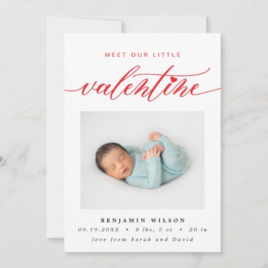 Valentijnsdag Geboortefoto Aankondiging (Voorkant)