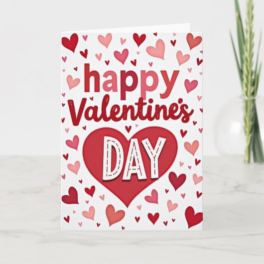 Valentijnsdag Geborduurde Hartjes Kaart (Voorkant)