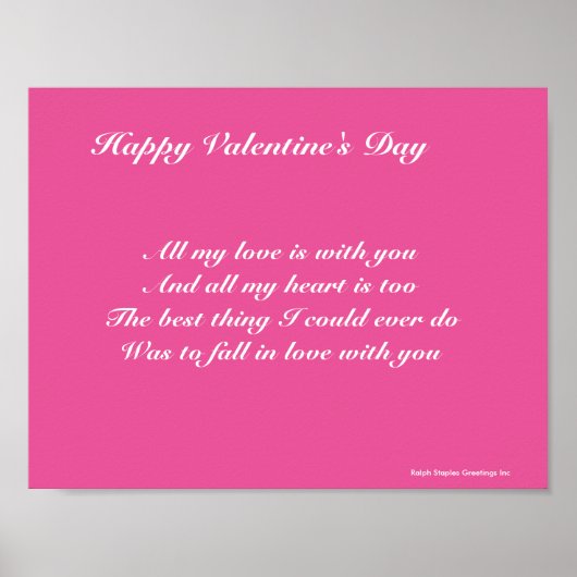 Valentijnsdag gedicht voor een minnaar poster (Voorkant)