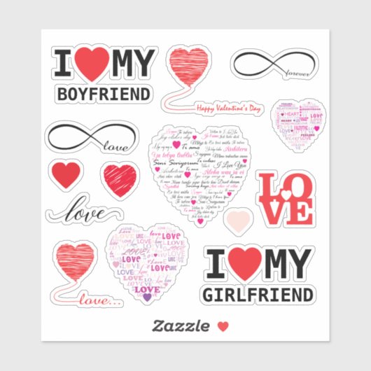 Valentijnsdag Geëigende aangepaste selectietekst Sticker (Vel)