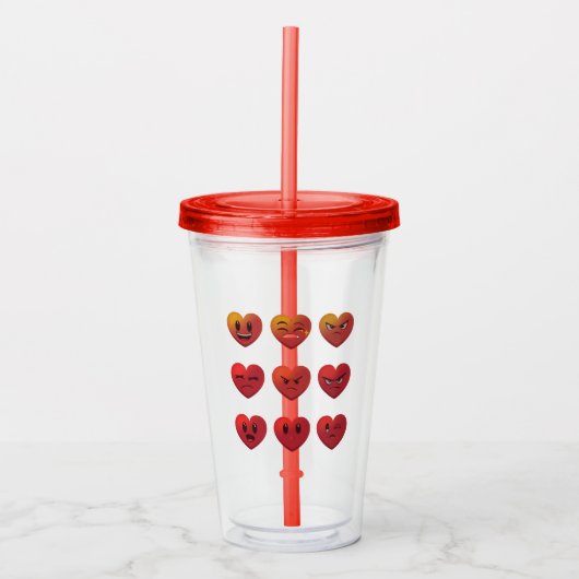 Valentijnsdag Gekke gezichten harten Funny Acryl Drinkbeker (Voorkant)