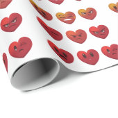 Valentijnsdag Gekke gezichten harten Funny Cadeaupapier (Rol Hoek)
