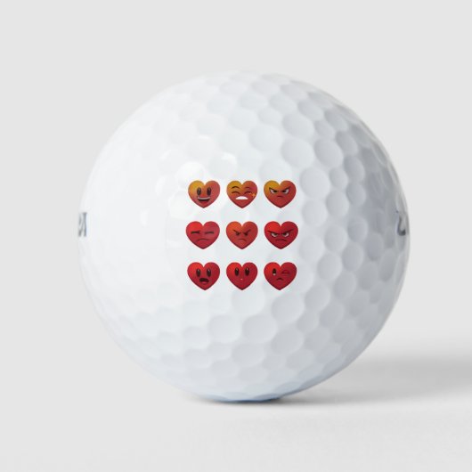 Valentijnsdag Gekke gezichten harten Funny Golfballen (Voorkant)